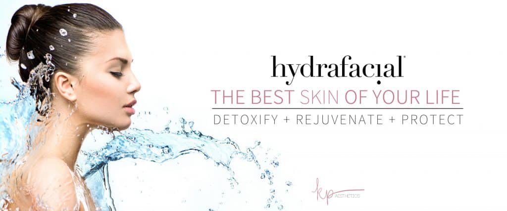 Woman with a splash around her representing a hydrafacial at KP Aesthetics.