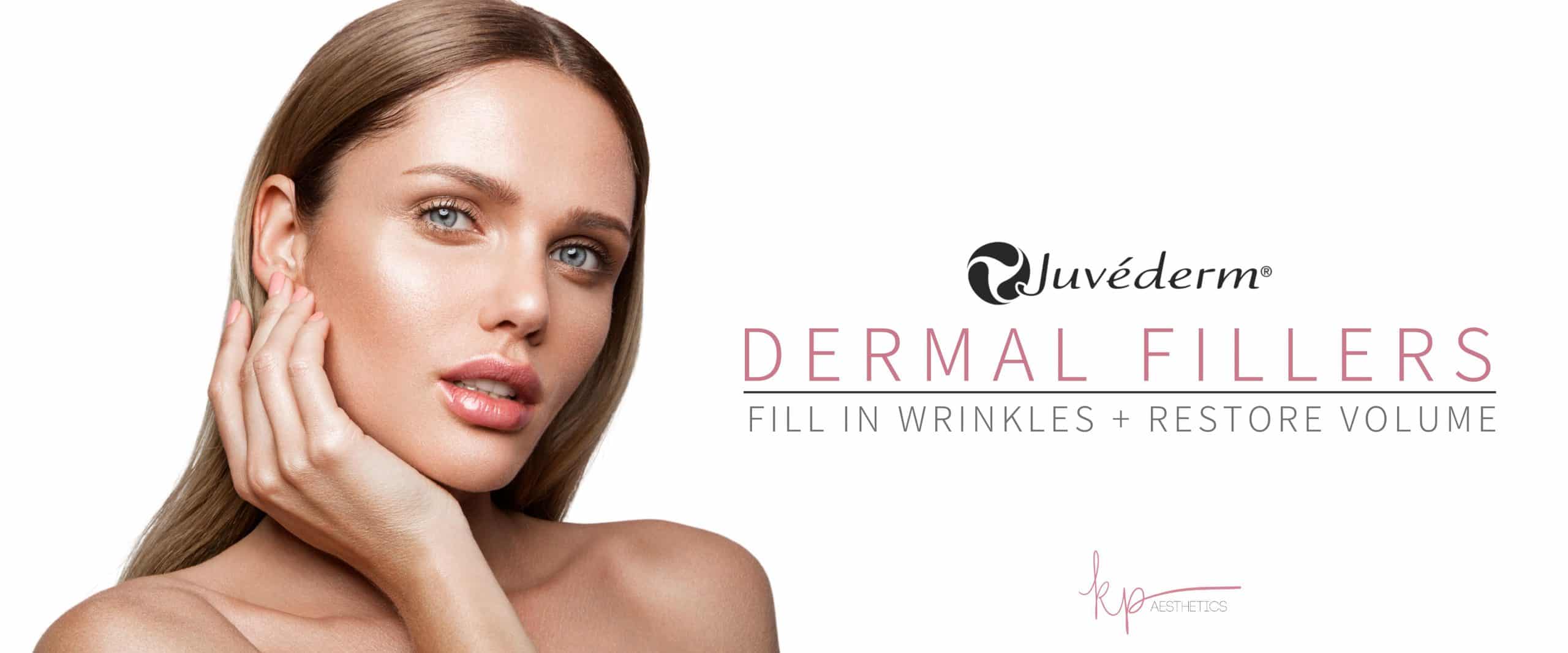 Woman touching her face showing her accentuated and youthful appearance with Juvederm Dermal Fillers results.