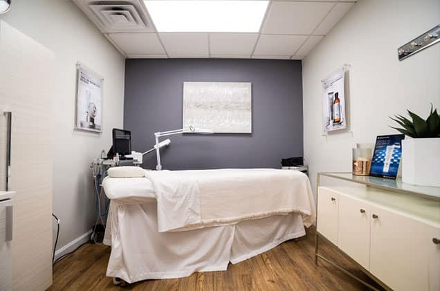 Well-lit treatment room at KP Aesthetics.