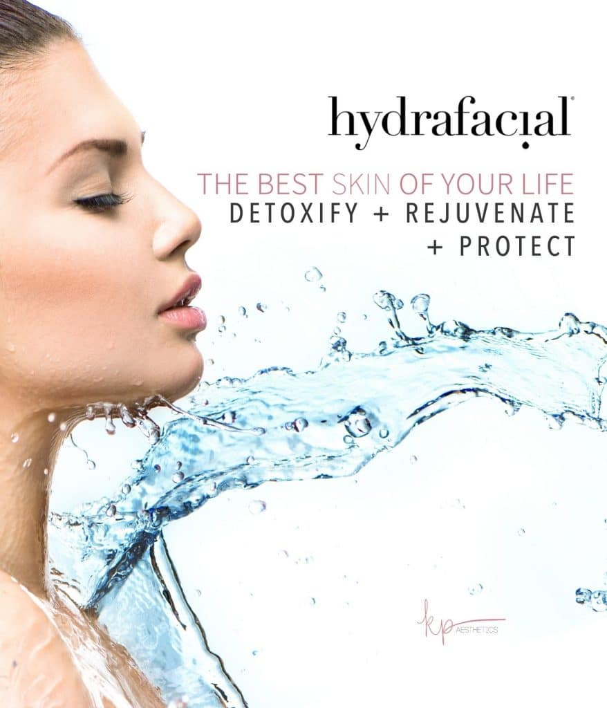 Woman with a splash around her representing a hydrafacial at KP Aesthetics.