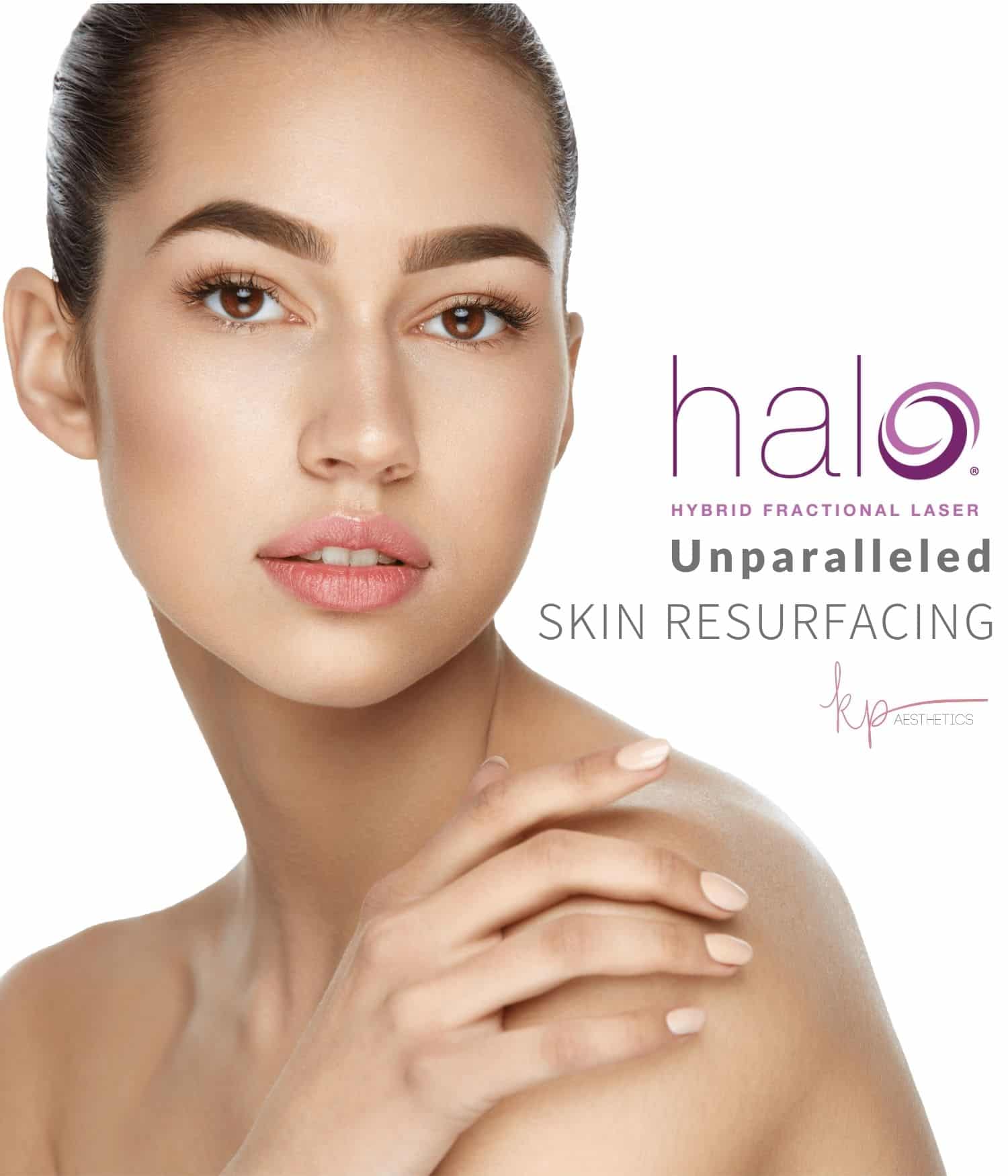 Young woman with beautiful face promoting a Silhouette Halo Hybrid Fractional Laser